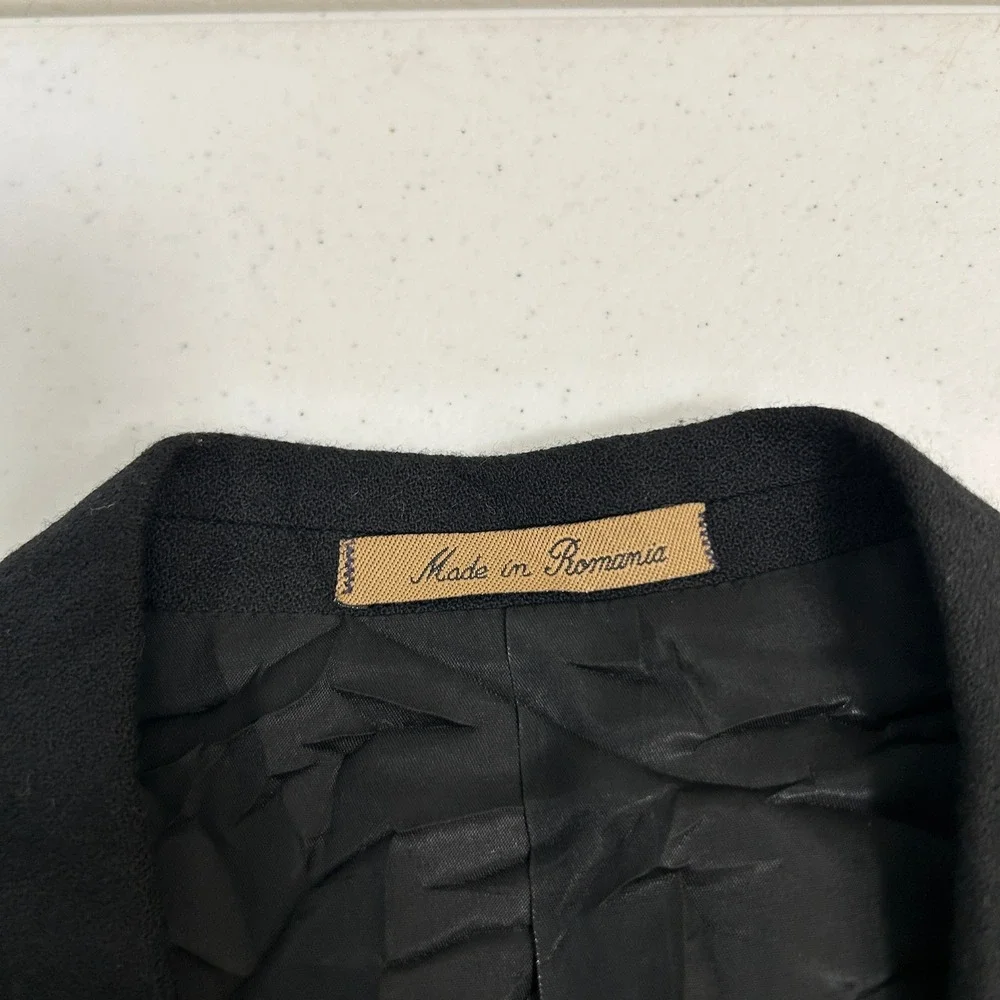 Cellini Linea Uomo Mens Black 3 Button Blazer Pleated Pants Suit Made in Romania